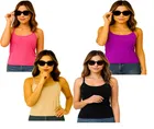 Cotton Solid Camisole for Women, Multicolour, Pack of 4 