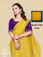 Super Net Solid Saree For Women, Yellow