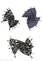 Poly Chiffon Printed Scarves for Women, Multicolor, Pack of 3