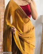 Georgette Solid Saree For Women, Brown