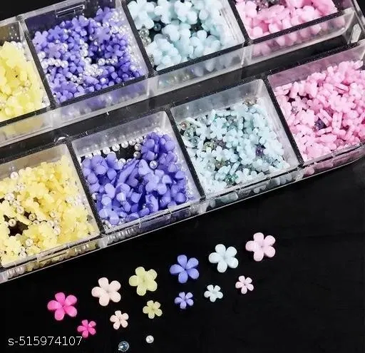 3D Shell Flower, Nail Art Palette Decorations, 12 Grids Arora Bow Butterflyy, Nail decorations Art Accessories Jewelry DIY For Manicure Design Accessories