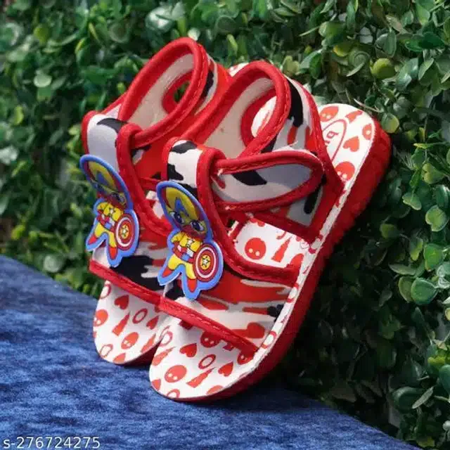 Velcro Sandals for Kids (Red & White, 12-15 Months)