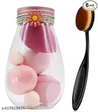 Combo of 5 Pcs Makeup Blenders with Brush (Multicolor, Set of 2)