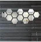 Acrylic Hexagon Shaped Wall Mirror Stickers 