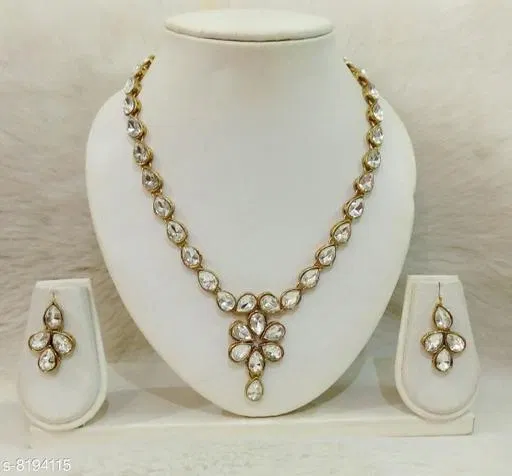 Beautiful Kundan Necklace for Women & Girls, White