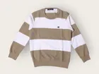 Acrylic Striped Sweater For Boys, Beige & White 