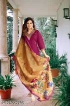 Floral Embroidered Chanderi Cotton Kurti for Women 