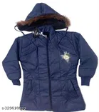 Polyester Jacket for Girls (Navy Blue, 18-24 Months)