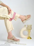 Shoetopia Golden Embellished Wedge Sandals 