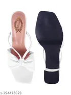 Shoetopia White Synthetic Block Heel Square Toe Sandals 