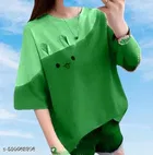 Cotton Blend T-shirt for Women, Green 