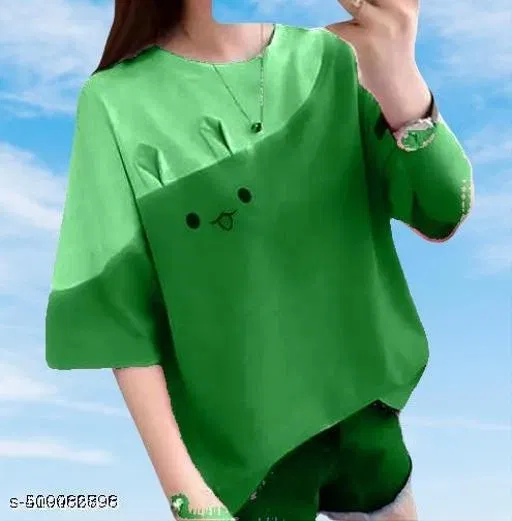 Cotton Blend T-shirt for Women, Green (S)
