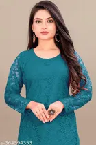 Net Kurti for Women,  Teal  