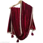 Velvet Solid Dupatta for Women, Maroon 
