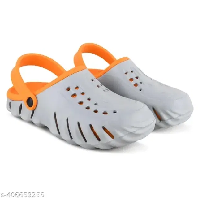 Clogs for Men (Orange & Grey, 6)