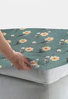 Glace Cotton Elastic Fitted Double Bedsheet with 2 Pillow Covers 