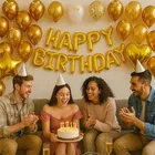 6th Happy Birthday Balloon Decoration Kit ,Golden ,Set Of 1