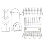 Stainless Steel Cup Stand & 2 Pcs Plate Stand with Utensil Holder & Chakla Belan Stand 