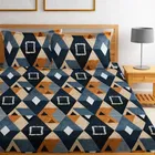 Microfibre Fitted Abstract Bedsheet 78x72in Multicolor