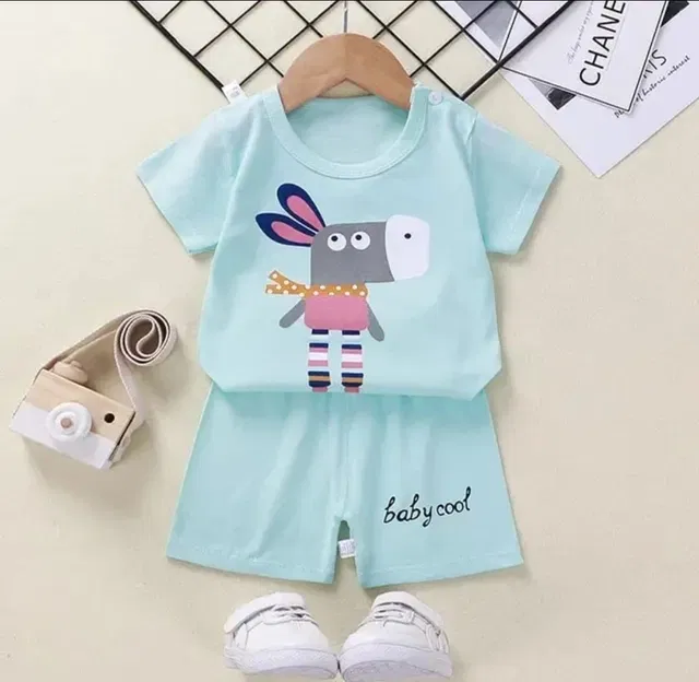 Hosiery Clothing Set for Kids (Sky Blue, 6-9 Months)