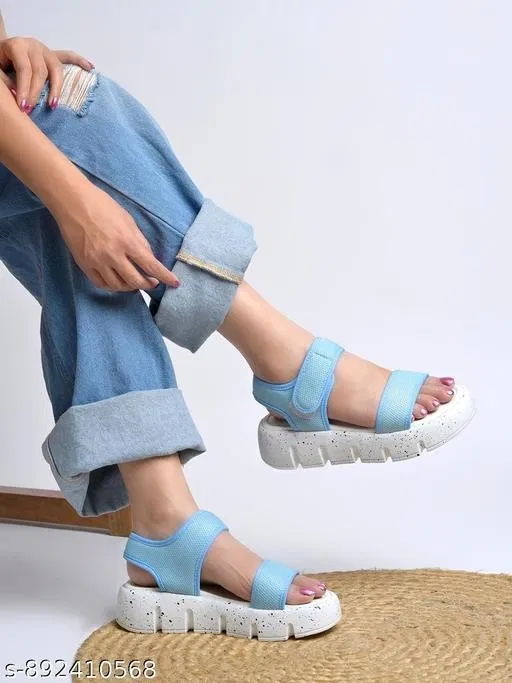 Shoetopia Platform Sandals Blue Size IND-8
