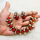 Premium Quality Kundan Chokar Necklace Set for Women & Girls, Orange
