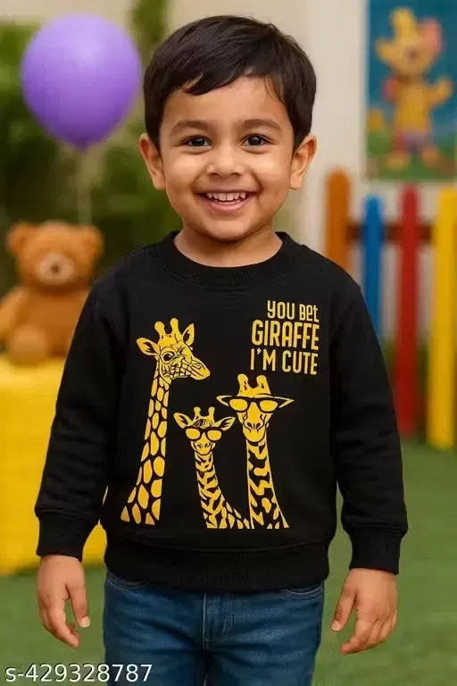 Cotton Printed Hoodie for Boys, Black (3-4 Years)