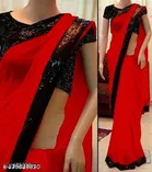 Georgette Saree for Women, Red 
