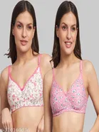 Cotton Blend Printed Padded Bra for Women 