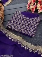 Georgette Solid Saree For Women, Lavender