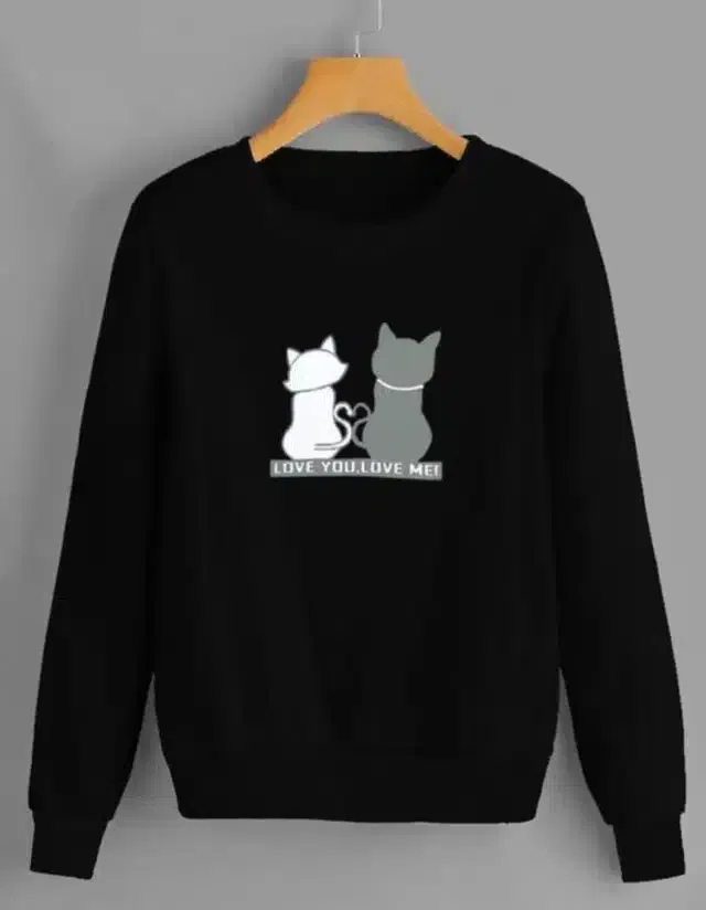 Full Sleeves Printed T-Shirt for Men (Black, L)