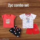 Hosiery Cotton Printed Clothing Set for Kids, Multicolor, Pack of 2 
