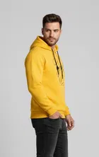 Fleece Printed Hoodie for Men, Yellow 