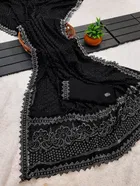 Georgette Dyed/ Washed Saree for Women, Black 