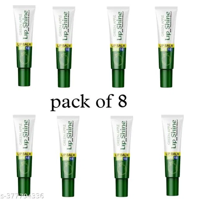 Lip Shine Green Apple Lip Balm (10 g, Pack of 8)