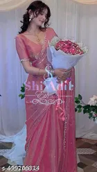 Jimmy Choo Embellished Saree For Women, Pink
