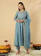 Solid Flared Kurta Set for Women 