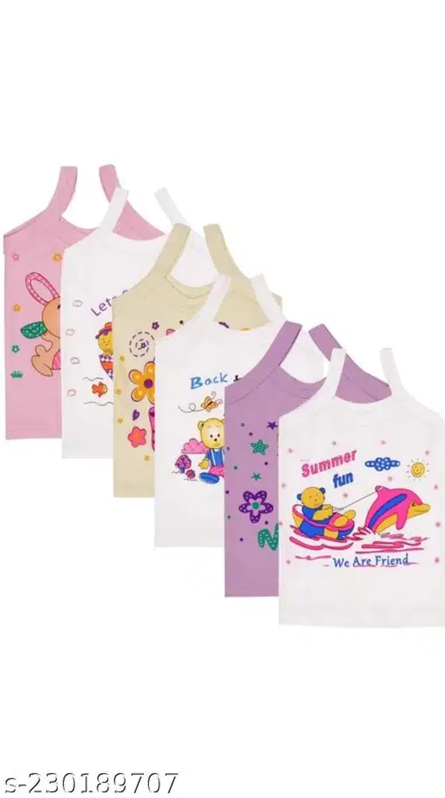 Cotton Vest for Kids (Multicolor, 9-12 Months) (Pack of 6)
