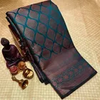 Litchi Silk Zari Woven Saree for Women, Teal 