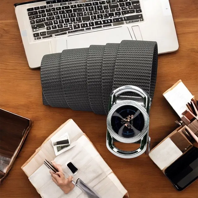 Casual Nylon Belt for Men (Dark Grey, Free Size)
