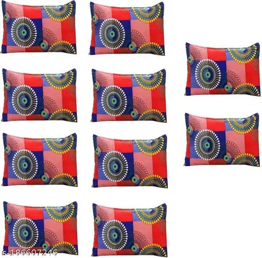 Cotton Pillow Covers (Multicolor, 17x27 inches) (Pack of 10)