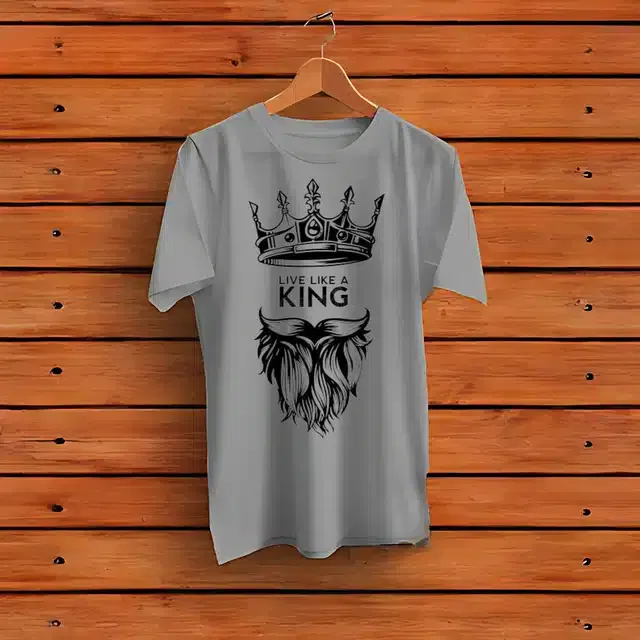 Half Sleeves Printed T-Shirt for Men (Grey, XXL)