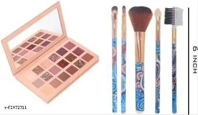 Eye Shadow Palette with (5 Pcs) Makeup Brushes (Multicolor, Set of 2)