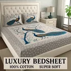 KC Jaipuri Cotton King Bedsheeet Peacock Printed 90x108in