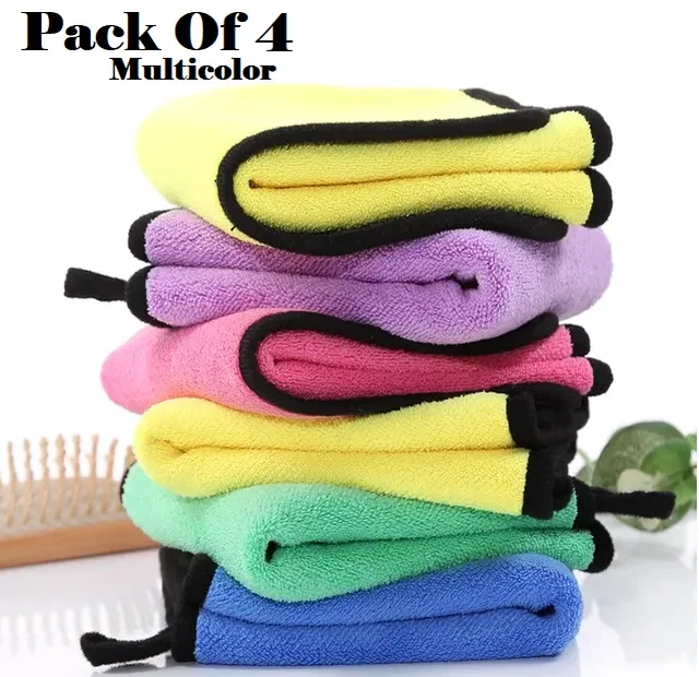 Microfiber Thick Lint & Streak-Free Multipurpose Cleaning Clothes (Multicolor, Pack of 4)