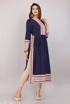 Naira Cut Rayon Striped Kurti for Women 