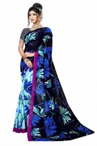 कनूड़ा फैंसी विमेंस जॉर्जेट फ्लावर प्रिंटेड साड़ी 