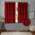 Velvet Emboss Red Window Blackout Curtain 5ft Pack of 1