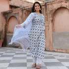 Floral Print Cotton Blend Kurti with Pant & Dupatta Set for Women 