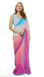 Shaded Colour Block Georgette Saree for Women 